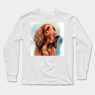 Watercolor Portrait of a Red Irish Setter Long Sleeve T-Shirt